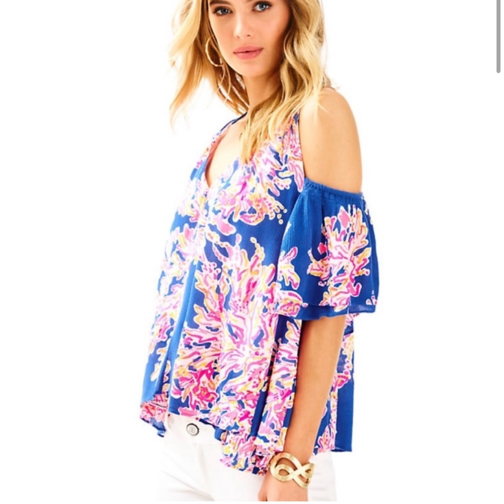 Lilly Pulitzer Bellamie Cold Shoulder Floral Top